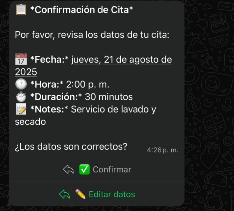 Ejemplo de una cita gestionada por WhatsApp con Wabibot